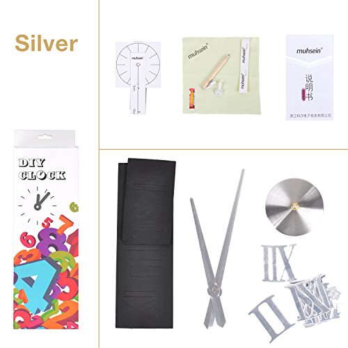 Muhsein® Wanduhr DIY 3D Modern Bürouhr für Wohnzimmer Schlafzimmer Home Decor (Silber) - 5