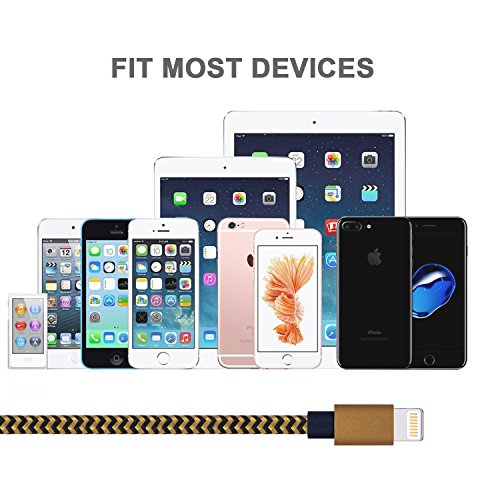Ladekabel, Tankaye 3PCS-2M Nylon geflochtene Blitz auf USB Ladekabel Ladegerät für iPhone 7, 7plus, iPhone 6s, 6, 6plus, 6s plus, iPhone 5s, 5, 5c, SE, iPad & iPod und mehr (Kaffee+Schwarz) - 5
