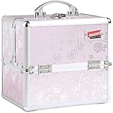 Beautify Professional Small Pink Rose Patterned Aluminium Beauty Cosmetics & Make Up Case
