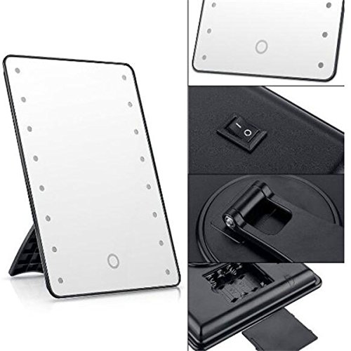 Make-up Spiegel mit LED Beleuchtung schwarz dimmbar durch Touch Schalter + 16 LEDs Standspiegel Profi Kosmetikspiegel Schminkspiegel Tischspiegel Batteriebetrieben - 2