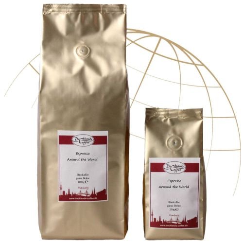 Espresso Around the World | ganze Bohne | gemahlen | aromatisch | säurearm | magenschonend | | Röstkaffee ItemWeight 1000g, FlavorName ganze Bohnen