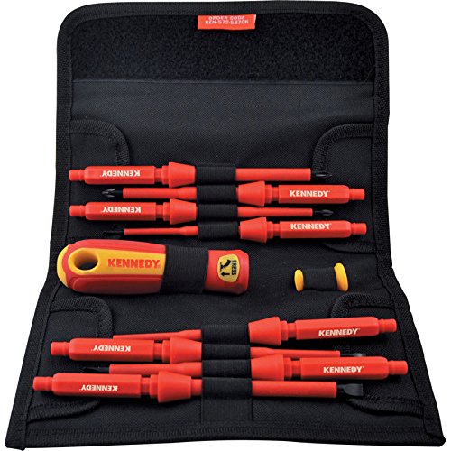 Preisvergleich Produktbild Schraubendreher Set 10 teilig isoliert mit Rolltasche Elektriker- Schraubendreher