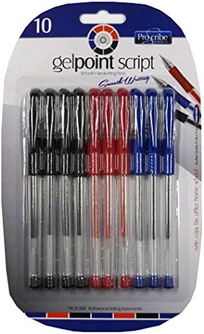 PremierStationery Pro:scribe Gelpoint Script Gel Pens. Assorted Colours. Pack of 10.