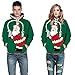 Produktbild Togelei Men's Christmas Tops Männer Casual Herbst Winter Weihnachten Drucken Langarm Hoodies Sweatshirt Santa Claus Drucken Sport Sweatshirt verstellbare Kordelzug Schwarz-weiß gestreiften Manschetten