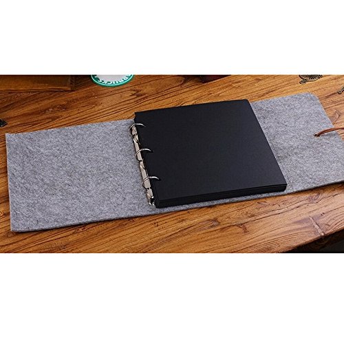 Yalulu Handgemachte Fotoalbum, Scrapbook zum Selbstkleben Notizbuch Gästebuch, DIY, Vintage Style (L, Grau) - 4