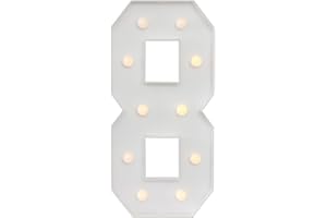 LKHDONG LED Number Lamp, Number Illuminated - 0 1 2 3 4 5 6 7 8 9, Digit Lamps, Digital Decoration Light, Battery Operated, Number Decoration for Birthday, Anniversary Party, 100 cm (8)