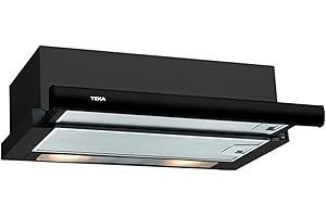 TEKA Campana Extractora Extensible TL 6310 60 cm con Motor de Doble Turbina - 2 Velocidades - Recirculación- 2 Lámparas LED - Color Negro