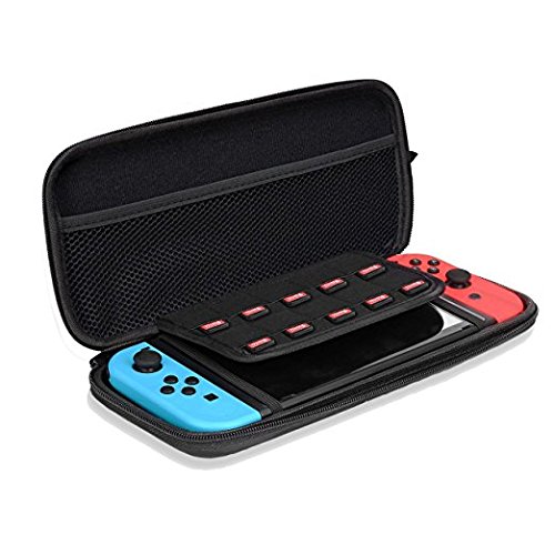 Preisvergleich Produktbild Wicemoon Hartschale Schutzende Tasche Aufbewahrungskoffer mit Zehn Karteneinschübe Gastgeber Tragbar Spiel Hülle für Nintendo Switch,Schwarz