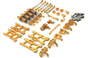 Colcolo 29x Metall Upgrade Ersatzteile Zubehör Set Kits für Wltoys 144001 144002 124017 124019 1/12 1/14 RC Car Crawler Buggy Ersatz - Gold