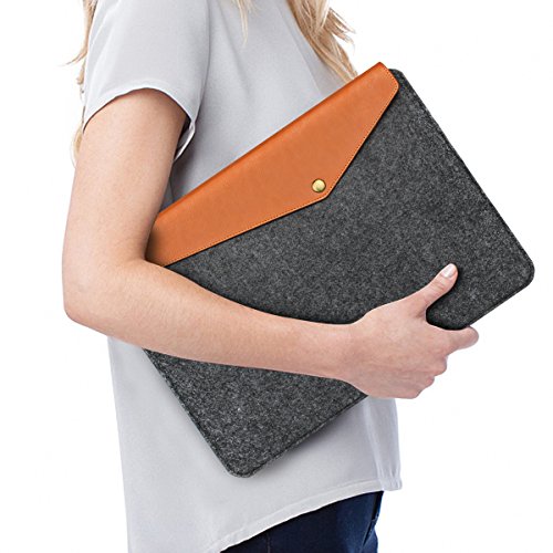Arvok 15-15 6 Zoll MacBook Pro Vintage Envelope Dunkelgrau Laptoph  lle Notebooktasche Laptoptasche Filz   Leder Mit Extra Ladeger  t Tasche Schutzh  