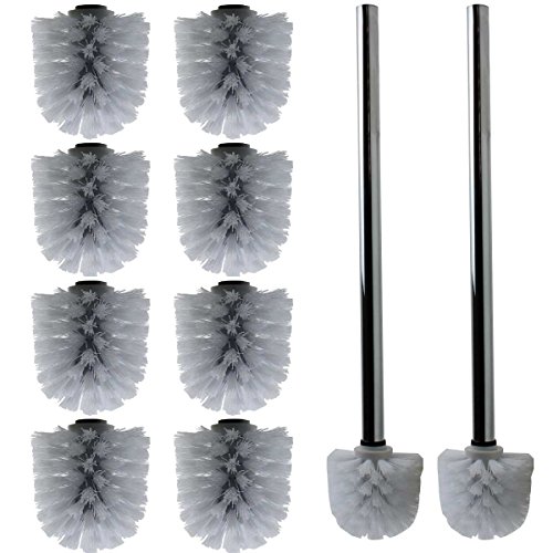 10x Ersatz Bürstenkopf weiß + 2x Griff ca. 40 cm / Austausch Toilettenbürste / Klobürste