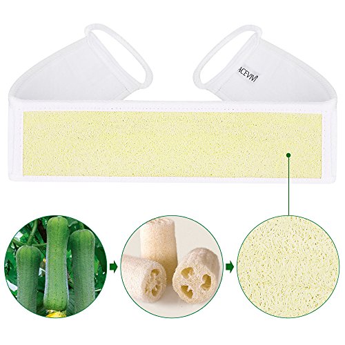 ACEVIVI 100% Natural Exfoliating Loofah Back Scrubber, Bath & Shower Clean Body Scrub with Handle