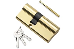 Bwintech 70 mm (30/40) Euro serratura a cilindro in ottone lucidato serratura a cilindro chiave/chiave con 3 chiavi standard antiscasso antiurto antitrapano ad alta sicurezza per legno