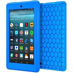 MoKo Amazon Fire 7 2017 Funda (7 Pulgadas, 7ª generación) - Lightweight Cubierta Shockproof Cover Case Esquina Silicona Protector Parachoques para All-New Fire 7 Tableta, Azul