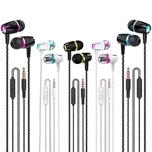 kirababy Wired In Ear Earbuds with Mic (Black Red , White Blue , Black Gold , White Red , Black Blue)