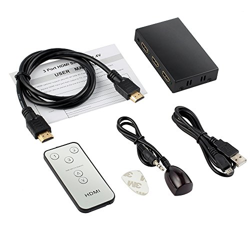 Proster 4K HDMI Switch 3-Port HDMI Switch Verteiler 4Kx2K HD 2160P 3 HDMI Port manuelle Umschalter/ IR Fernbedienung Umschaltung mit 3 Füße Hochgeschwindigkeit HDMI 1.4 Kabel 3X1 Switch für HDTV PC DVD PS3 PS4 Xbox One Blu-ray Player - 7