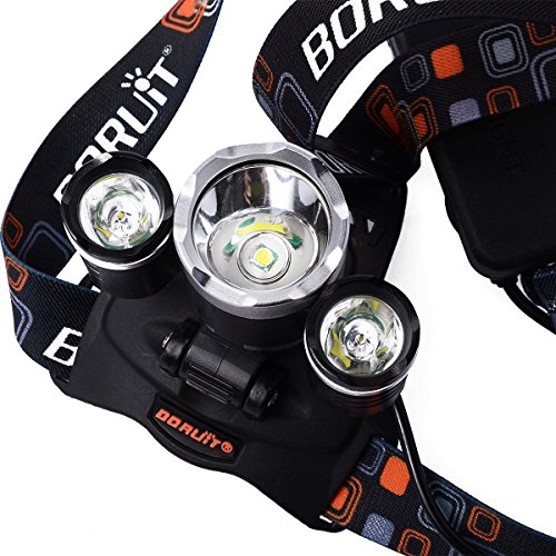 Boruit Led stirnlampe kopflampe Hochleistung Taschenlampe 6000LM mit USB-Kabel Netzteil und Batterie lichtstark Lampe - 3