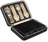 Uhrenetui zur Aufbewahrung von 8 Uhren - Schwarz 24 x 18 x 6 cm - Uhrenbox zur Präsentation Ihrer Armbanduhren - Grinscard