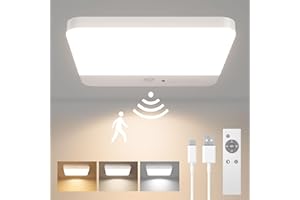 FULEN Plafoniera LED Soffitto con Sensore di Movimento, Senza Fili Lampadario Bagno, Lampada LED Ricaricabile da 6000 mAh Batteria, Lampadari Moderno per Cameretta, Cucina, Balcone, Garage