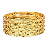 Mansiyaorange One Gram Golden Bangles for Women(4 pieces)