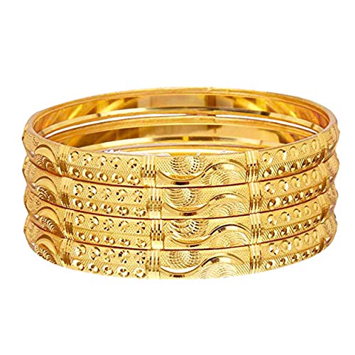 Mansiyaorange One Gram Golden Bangles for Women(4 pieces)