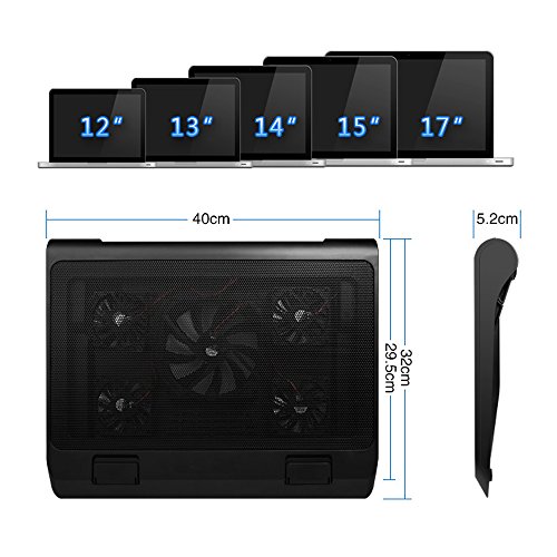 TopMate 10 – 17″ Zoll Notebook Laptop Kühler Laptop Unterlage- 5 x Lüfter – 2 x Usb - 5