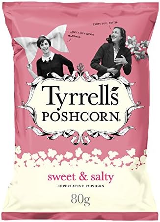 Tyrrells Sweet and Salty Popcorn, 80 g, Pack of 12