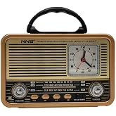 8898 Taşınabilir Nostaljik Fm Radyo Saat Bluetooth Tf Kart USB Destekli Ahşap Kasa Radyo