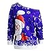 Produktbild Damen Weihnachten Tops,Marlene Damen Weihnachten Schräge Kragen Drucken Weihnachtsmann Hoodie Tops