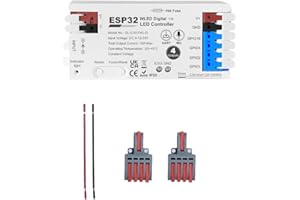 HU7KEN ESP32 WLED Smart Digital LED Controller with 4 Channel 15A Fuse with Mic Sound, Dynamic RGBIC Lighting Effects, Music Sync, Easy Wiring Strip Light for WS2811 WS2812 SK6812 TM1814 WS2813 WS2815