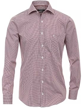 CASAMODA Modern Fit Hemd Langarm Karo Popeline dunkelrot