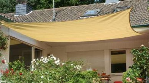 Preisvergleich Produktbild Viereck-Sonnensegel 400 x 500 cm - offenes Schattierungsgewebe - Farbe weizen, Komplett-Set