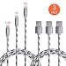 Produktbild ofspower 3 Pack 0,5 FT 3 ft 6 ft Lightning to USB Kabel Nylon geflochten 8 Pin Lightning USB Synchronisieren und Laden Kabel mit Aluminium Stecker für iPhone 6S, 6S Plus, 6Plus, 6,5s 5 C 5, iPad Mini, Air, iPad5, iPod. (grau)