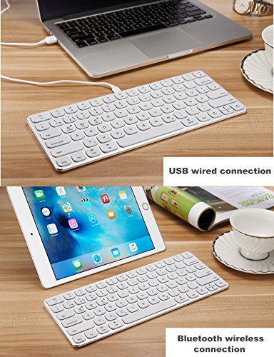 Supremery Bluetooth Tastatur Keyboard komplett aus Aluminium – mit Hintergrundbeleuchtung (schnurlos oder Kabel betrieb) für MAC OS, Windows 10/8/7, IOS 9/8, Android(QWERTZ, deutsches Tastaturlayout) - 5