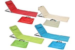 COSEDACASA Spiaggina mare Lettino Stuoia da spiaggia con schienale regolabile per campeggio con pratica sacca da facile trasporto-celeste