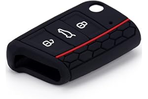 XIEMINLE 3-Tasten Schutzhülle TPU Schlüssel Hülle für VW Golf Polo Tiguan Seat Leon Ibiza Skoda Octavia Superb, Auto Schlüssel Silikon Cover, Schlüsselhülle Etui Schutzhülle(Schwarz)