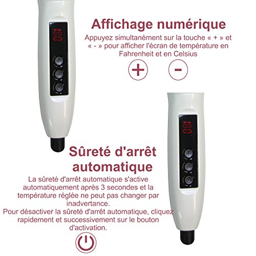 Professionelle Elektrische Glättbürste mit CE und RoSH Haarglätter Haarbürste Hair Straightener Stylingbürste für lange Haare mit LCD Anzeige, Farbe Weiss incl. 1 Detangler in Pink mit deutschsprachiger Bedienungsanleitung - 4