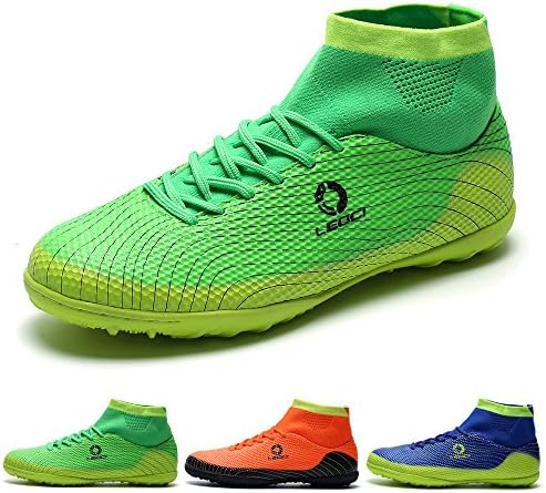 AKALI Boy's Professional AG/TF Soccer Shoes Men's Football Boots,Blue,Green,Orange Football Shoes