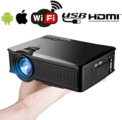 Wireless Wifi iPhone Android Portable Mini Video Projector 1500 Lumen- Support 1080P Full HD WiFi Airplay Miracast- Portable Home Theater Movie Projector with HDMI USB SD VGA for Home Outdoors Movie Game
