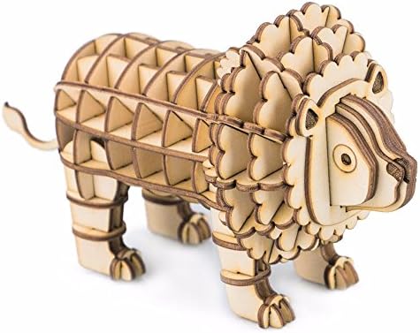 Adornlife 3D Wooden Puzzle DIY Simulation Animal Assembly Lion Model Toy Home Decoration And Exercise Patience To Enhance The Sense Of Accomplishment For Kids and Adults