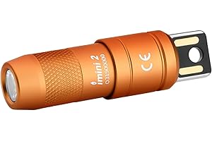 OLIGHT I Mini 2 Mini Torcia Portachiavi a LED con Base Magnetica, Ricarica USB-A, Grado IPX6 e 21 Metri, Torcia Portachiavi Compatta per Picnic, Riparazioni ed Emergenze (Arancione)