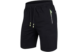 Tansozer Mens Casual Sports Shorts with Elastic Waist Zipper Pockets