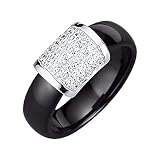 Jacques Lemans Damen Ring 925/- Sterling Silber Glänzend Zirkonia schwarz 490270018