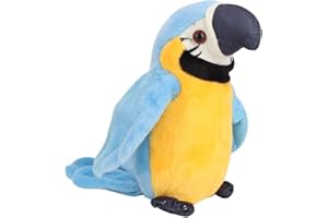 Zerodis Juguete de Peluche de Loro Parlante, Juguete de Peluche de Loro Parlante de Mascota de Imitación Muñeca de Juguete de Loro Parlante Encantador para Niños(Azul)