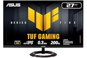 ‎ASUS ASUS TUF Gaming VG279Q5R 27 Zoll Full HD Monitor (200 Hz, 0.3ms GtG, FreeSync, Adaptive Sync, ELMB, GameFast Input, HDR10, Fast-IPS Panel, 16:9, 1920x1080, DisplayPort, HDMI, Speaker)
