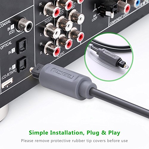 UGREEN Optisches Toslink Digital Kabel 3m unterstützt für CD-Player, Blu-Ray-Player, DAT-Recorder, DVD-Player, Spielkonsolen und andere Audio Gerätes Grau - 4
