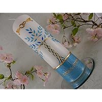 Hochzeitskerze Traukerze Lebensbaum blau gold 250/70 mm inkl. Beschriftung