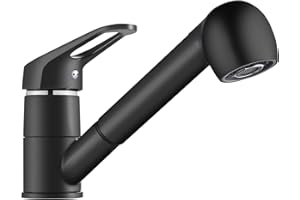 BONADE Ausziehbare Küchenarmatur mit Dual-Spülbrause, Wasserhahn 360° Drehbare Spültischarmatur, Hochdruck Armatur Küche Einhandmischer Mischbatterie für Spülbecken, schwarz