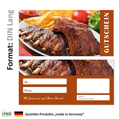 50 Stück Geschenkgutscheine (Rippchen-698) Gutscheine Gutscheinkarten für Bereiche wie Gastronomie Fleisch Grillen Restaurant - 3