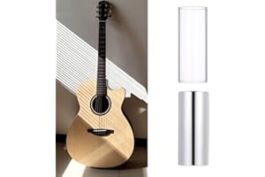 CuiCanfla 2 Pcs Slide para Guitarra,Slide de Cristal y Slide de Acero Inoxidable en Caja, Slide, para Guitarra Eléctrica, Bajo, Medio, Instrumentos De Cuerda